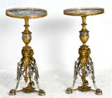 288. PAIR OF FRENCH STYLE GILT BRONZE AND SILVERED BRONZE OCCASIONAL TABLES