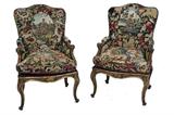 291. PAIR OF ITALIAN BAROQUE STYLE PARCEL GILT WALNUT ARMCHAIRS