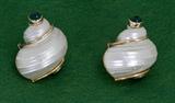301. PAIR OF SEAMAN SCHEPPS EIGHTEEN KARAT GOLD AND SHELL EARRINGS