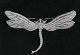 305. EIGHTEEN KARAT WHITE GOLD, DIAMOND, AND EMERALD DRAGONFLY BROOCH