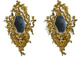 366. PAIR OF LOUIS XV STYLE DORE BRONZE GIRANDOLE MIRRORS