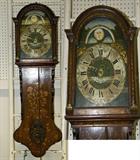 370. DUTCH MAHOGANY AND MARQUETRY WALL CLOCK