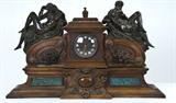 372. RENAISSANCE REVIVAL BRONZE-MOUNTED WALNUT MANTEL CLOCK