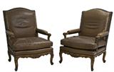 426. PAIR OF LOUIS XV PROVINCIAL STYLE WALNUT BERGERES
