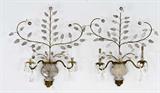 460. PAIR OF ROCK CRYSTAL AND GILT METAL TWO-LIGHT SCONCES