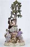 481. MEISSEN PORCELAIN FIGURE OF A MAN ASTRIDE A GOAT