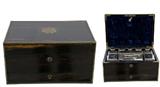 521. VICTORIAN CALAMANDER AND ENGLISH SILVER TRAVEL SET
