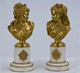 2. PAIR OF GILT BRONZE AND MARBLE BUSTS