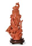 117. CARVED CHINESE CORAL COVERED VASE