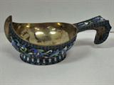 341. RUSSIAN SILVER AND CHAMPLEVE WINE TASTER