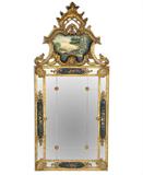 458. VENETIAN STYLE PAINTED AND PARCEL GILT WALL MIRROR