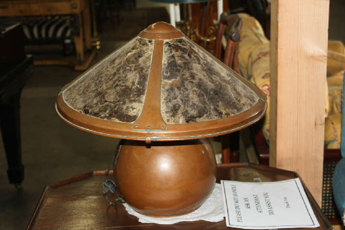 Dirk Van Erp hammered copper lamp, 18 inches high