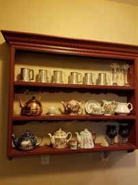 Curio Shelf, Mugs, Teapots