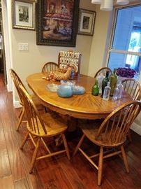 Oak Dining Table with Windsor Chairs
