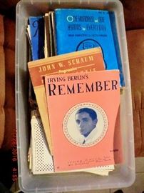 Lots of sheet music and music books