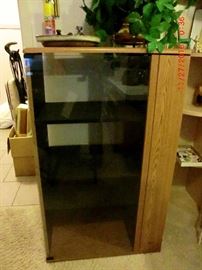 Small glass front entertainment center