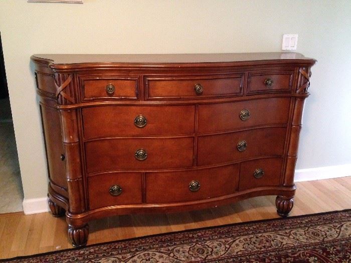 Ornate Walnut Ten-Drawer Dresser