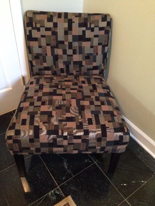 Geometric Pattern Upholstered Armless Chair
