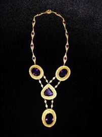 Costume amethyst and vermeil necklace