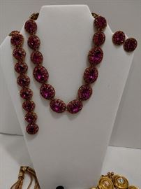 Vintage Austrian crystal necklace, earrings, and bracelet