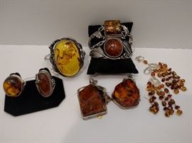 Amber and sterling jewelry