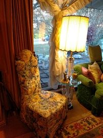 Slipper chair and table/lamp