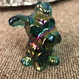 Fenton handmade in USA 3 1/8" tall multicolored "Yorkie" dog in excellent condition
