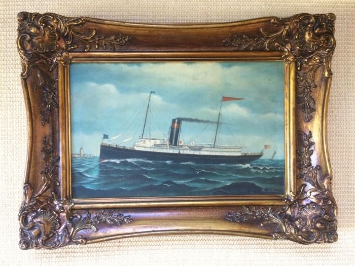 oil painting - steam ship