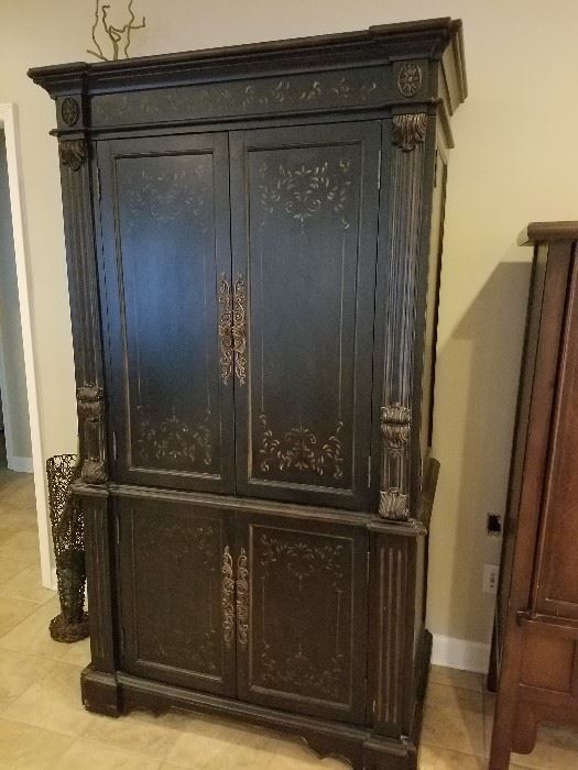 Beautiful painted Pulaski armoire with safe included in bottom for safe storage.