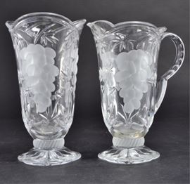 65: Frosted Grape Pitcher and Vase