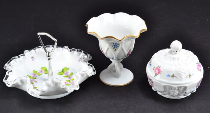 64: Floral Decorated Westmoreland Milk Glass Plus