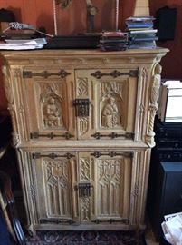 Heavily Carved Gothic Cabinet