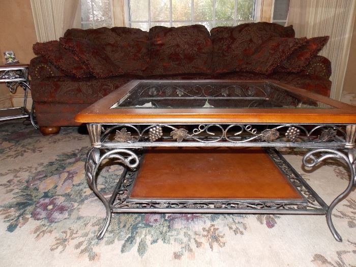 wood and metal coffee table 
