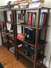 6 disc bookshelf/stereo system with speakers, books, encyclopedias