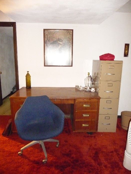 desk / file cabinet / neat office chair