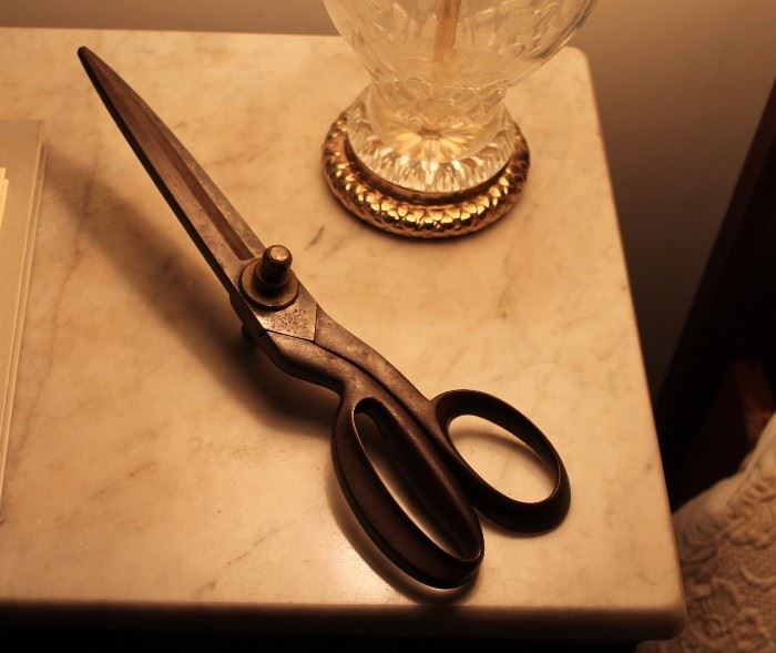 Early scissors used in a textile factory.