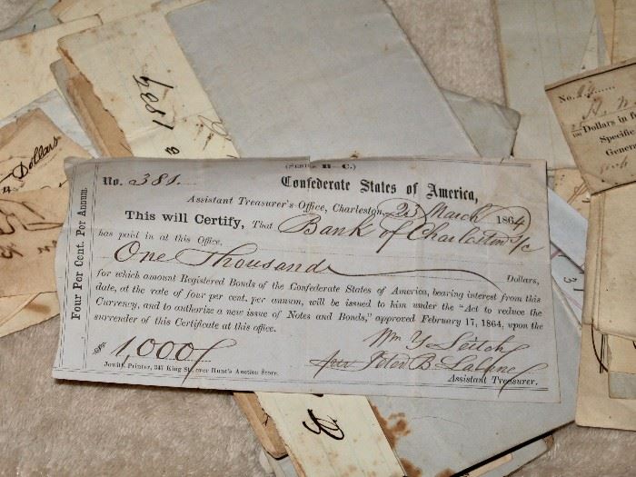 1864 Confederate States of America certificate