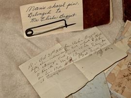 Vintage artifacts from Aiken SC  (Isn't that shawl pin of Mr. Elisha Baggot's interesting?)