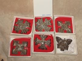 Sterling silver Christmas ornaments by Reed & Barton.