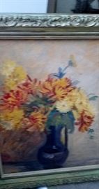oil painting still life of flowers circa 1970