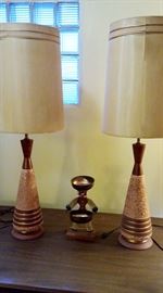 nice pair of mcm lamps with bottle cap figure