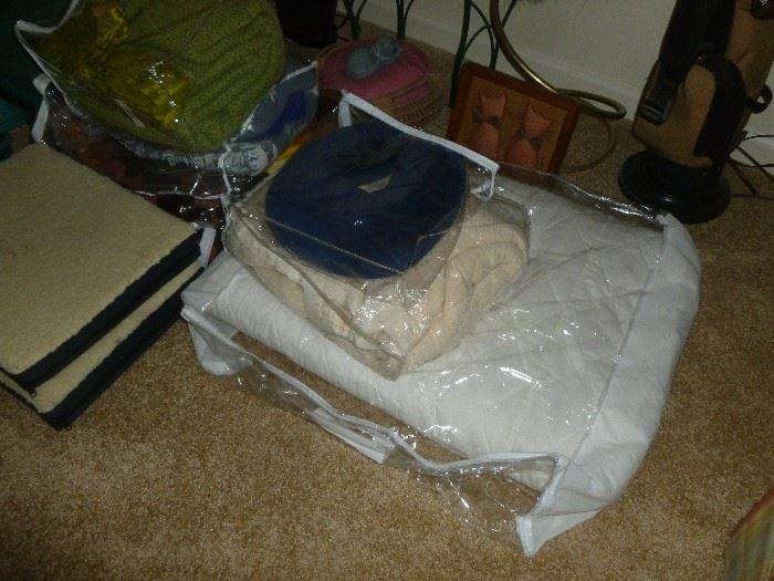 King mattress pad, blankets an sheets.