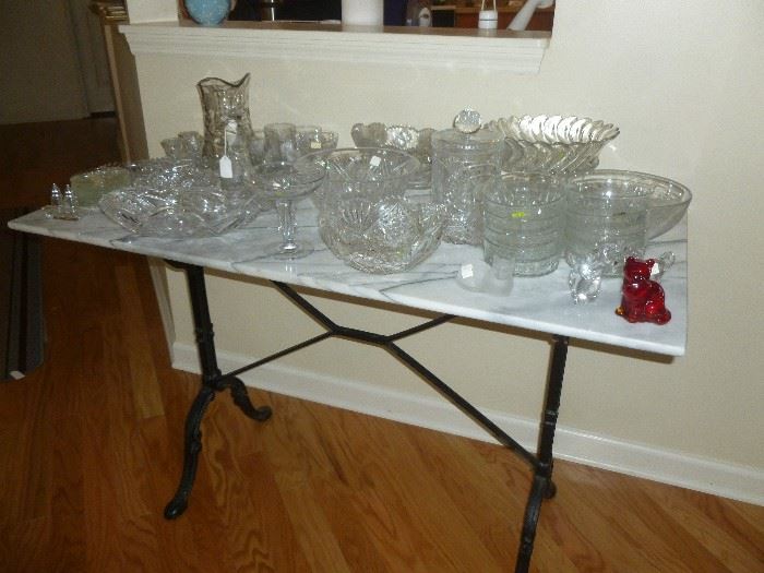 Beautiful cut glass and marble top table