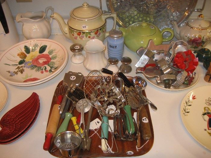 Vintage kitchen utensils and dishware