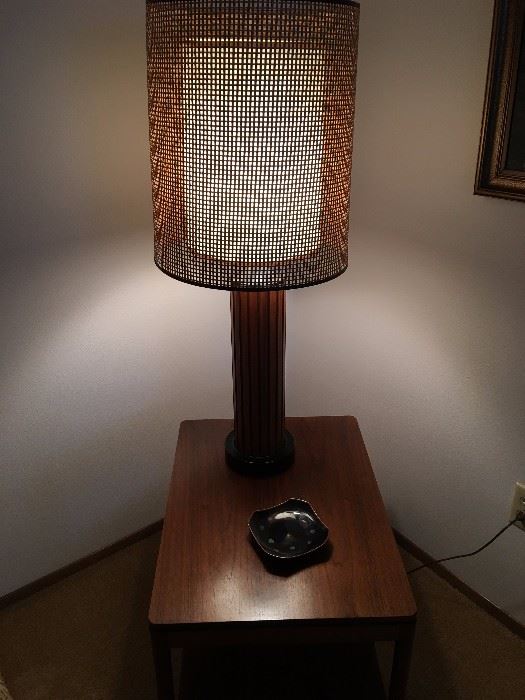 there is a pair of theses teak lamps