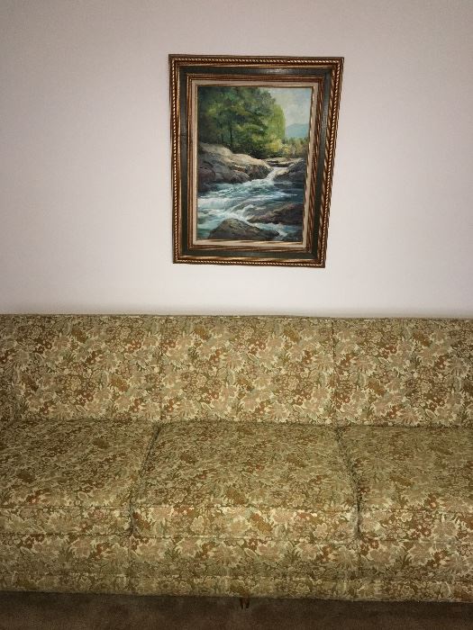 vintage couch, oil painting