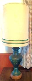 Vintage Mid C Mod Pottery Lamp with Original Shade