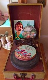 Vintage Portable Record Player, Vintage Children's Records