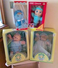 Playskool Gloworm, Fisher-Price Cholly, Cabbage Patch Kids Preemie Dolls