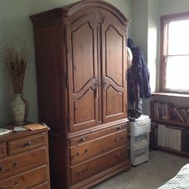 Wood Armoire - shelving / cabinet space and 2 drawers $ 200.00